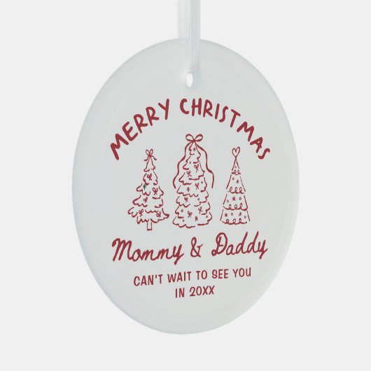 Ornement En Verre Personalized Whimsical Baby Announcement Ornament (Avant droite)