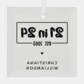 Ornement En Verre Personnalisé 21e anniversaire 21 dans 24 Est 2003 (Verso)