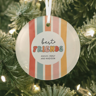 Ornement En Verre Personnalisé Retro Meilleurs Amis BFFs Mete Bestie