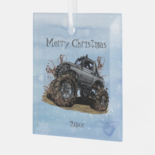 Ornement En Verre Personnaliser Big Monster truck Off Road Adventure (Avant gauche)