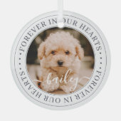Ornement En Verre Pet Memorial Forever Hearts Élégant Photo Chic (Recto)