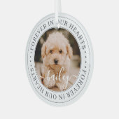 Ornement En Verre Pet Memorial Forever Hearts Élégant Photo Chic (Avant gauche)