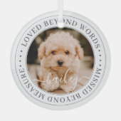 Ornement En Verre Pet Memorial Love Beyond Words Elegant Chic Photo (Recto)