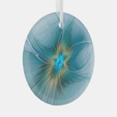 Ornement En Verre Petite Beauté Moderne Bleu Or Fractal Art Flower (Avant droite)