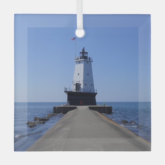 Ornement En Verre Phare de North Pierhead, Ludington, MI (Recto)