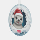 Ornement En Verre Phoque de la harpe de Noël (Avant gauche)