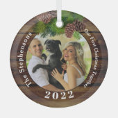 Ornement En Verre Photo 2022 Rustic Pinecone Keepsaké personnalisé (Recto)