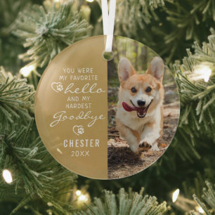 Ornement En Verre Photo de Dog Memorial Favori Bonjour Hardest Adieu