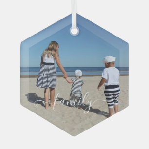 Ornement En Verre Photo de famille personnalisée