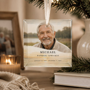 Ornement En Verre Photo de Noël personnalisé en mémoire