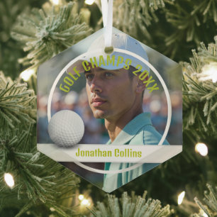 Ornement En Verre Photo du joueur de golf Golf Champs 20XX