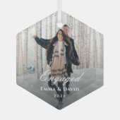 Ornement En Verre Photo Fiançailles classique (Recto)