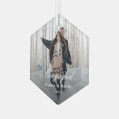 Ornement En Verre Photo Fiançailles classique (Avant gauche)