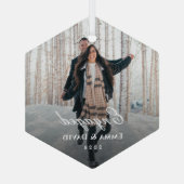 Ornement En Verre Photo Fiançailles classique (Verso)