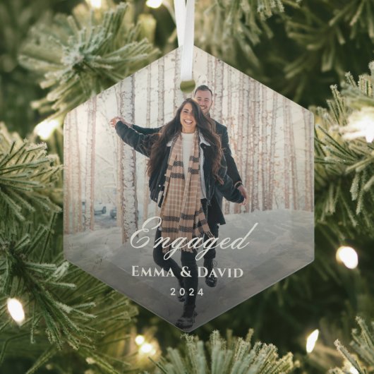 Ornement En Verre Photo Fiançailles classique (Insitu)