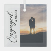 Ornement En Verre Photo Joyeux Couple Engagé (Recto)