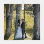 Ornement En Verre Photo juste mariée (Verso)