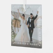 Ornement en verre photo moderne marié & joyeux cou (Avant gauche)