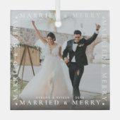 Ornement en verre photo moderne marié & joyeux cou (Recto)