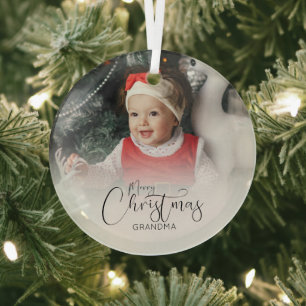 Ornement En Verre Photo personnalisé   Sapin de Noël 