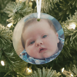 Ornement En Verre Photo personnalisée pour bébé