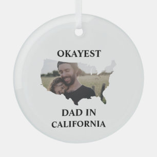 Ornement En Verre Photo personnalisée USA Okayest papa Fête des père
