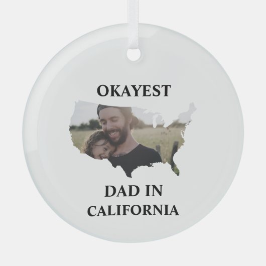 Ornement En Verre Photo personnalisée USA Okayest papa Fête des père (Recto)
