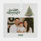 Ornement En Verre Photo verte de Noël (Verso)
