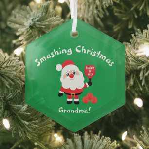 Ornement En Verre Pickleball 🎅 Père Noël Star