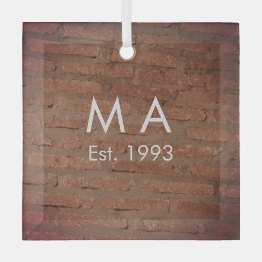 Ornement En Verre pierre de brique rustique Brown ajouter le nom let (Recto)