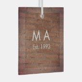 Ornement En Verre pierre de brique rustique Brown ajouter le nom let (Avant droite)