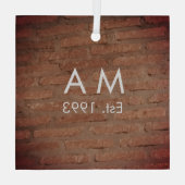 Ornement En Verre pierre de brique rustique Brown ajouter le nom let (Verso)