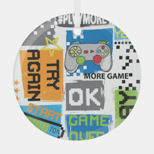 Ornement En Verre Pixel de jeu de typographie : arrière - plan joueu