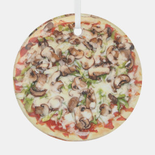 Ornement En Verre Pizza de champignons Nourriture réaliste Noël