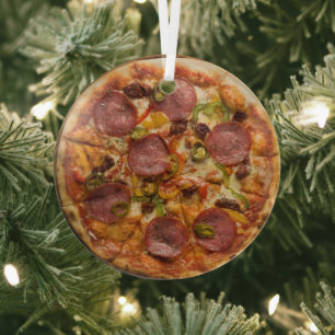Ornement En Verre Pizza Suprême