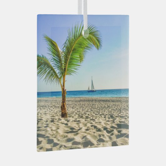 Ornement En Verre Plages tropicales | Bateau, Palmier, Aruba (Avant droite)