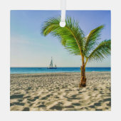 Ornement En Verre Plages tropicales | Bateau, Palmier, Aruba (Verso)