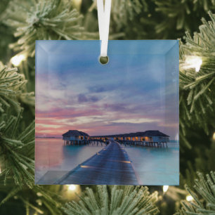 Ornement En Verre Plages tropicales   Bungalows Maldives