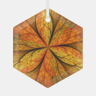 Ornement En Verre Plante d'automne, Abstrait moderne Fractal Art Lea