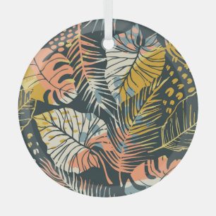 Ornement En Verre Plantes tropicaux : motif artistique abstrait.