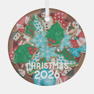 Ornement En Verre Plaque de biscuits décorés de sucre de Noël coupés