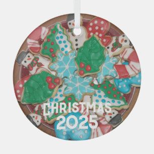 Ornement En Verre Plaque de biscuits décorés de sucre de Noël coupés