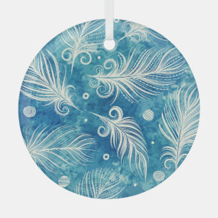 Ornement En Verre Plumes dessinées à la main : Motif transparent