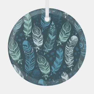 Ornement En Verre Plumes ethniques : Motif coloré sans couture.