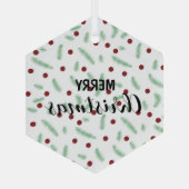 Ornement En Verre Pneuka mignonne point sapin de Noël Rouge Vert mot (Verso)