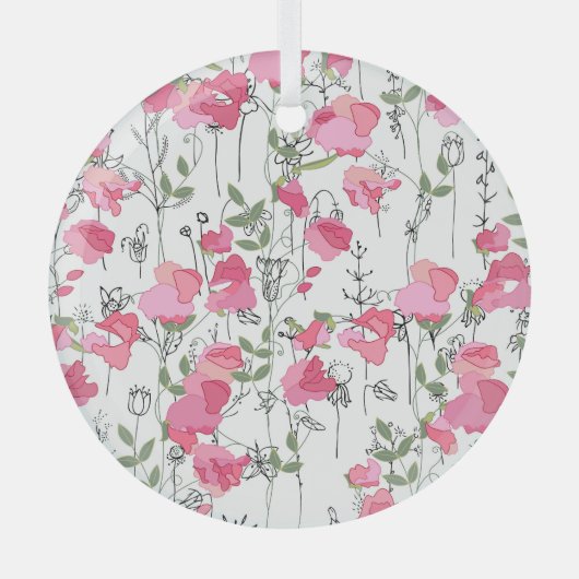 Ornement En Verre Pois doux : Texture Florale d'été. (Recto)