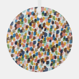 Ornement En Verre Pois : Peinture à main multicolore.