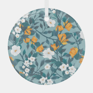 Ornement En Verre Pomme Florale : Motif en floraison Motif.