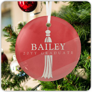 Ornement En Verre Pompon sur Cadeau de fin d'études Ombre Rouge Dipl
