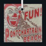 Ornement En Verre Pontchartrain Beach Clown<br><div class="desc">Pontchartrain Beach Clown,  vieux vintage de la Nouvelle-Orléans,  ajoutez du texte en arrière pour personnaliser.</div>